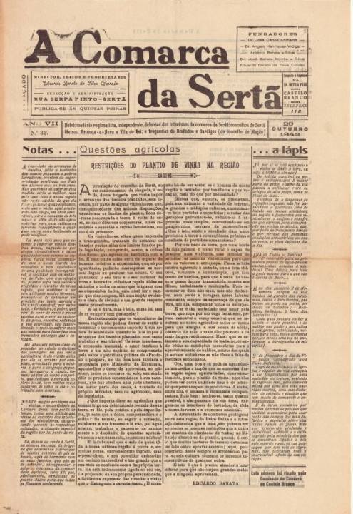 A Comarca Da Sertã Nº317 29 10 1942 P