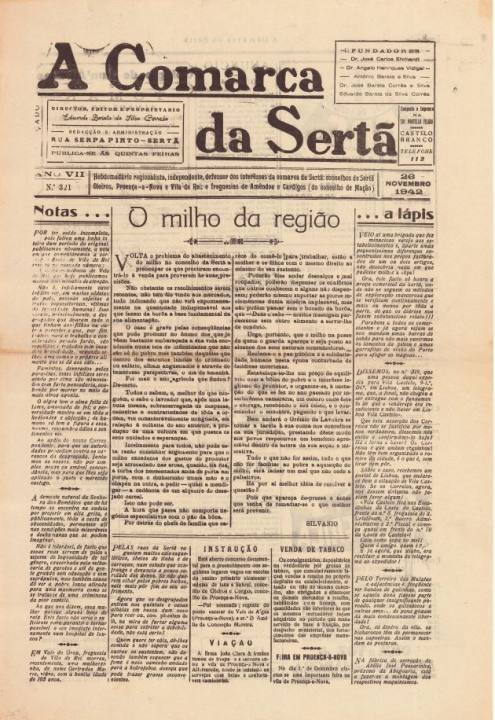 A Comarca Da Sertã Nº321 26 11 1942 P