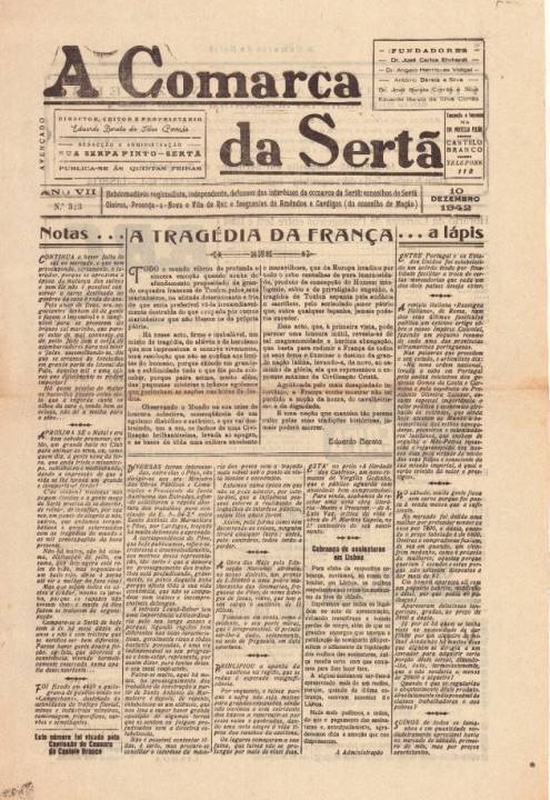 A Comarca Da Sertã Nº323 10 12 1942 P