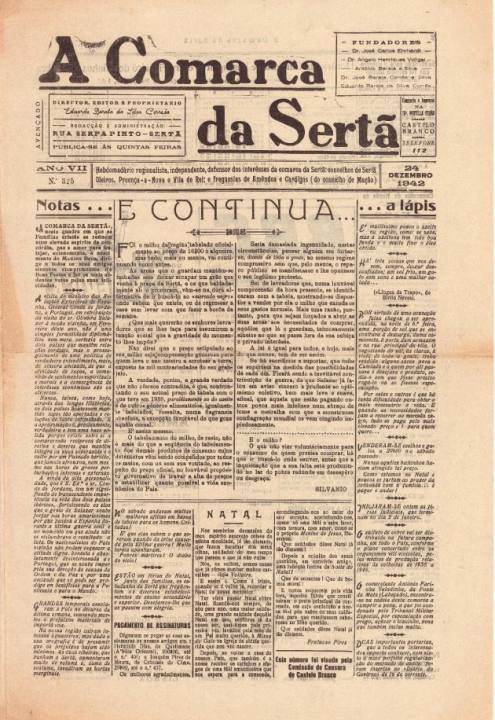 A Comarca Da Sertã Nº325 24 12 1942 P
