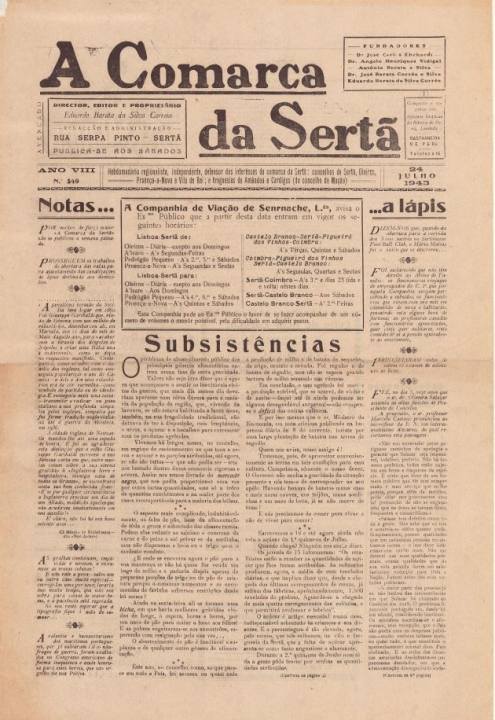 A Comarca Da Sertã Nº349 24 07 1943 P