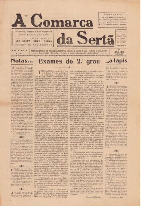 A Comarca Da Sertã Nº351 07 08 1943 P