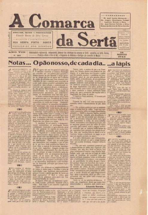 A Comarca Da Sertã Nº352 14 08 1943 P