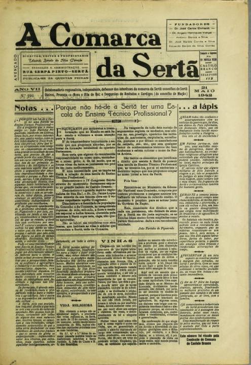 A Comarca Da Sertã Nº296 21 05 1942 P