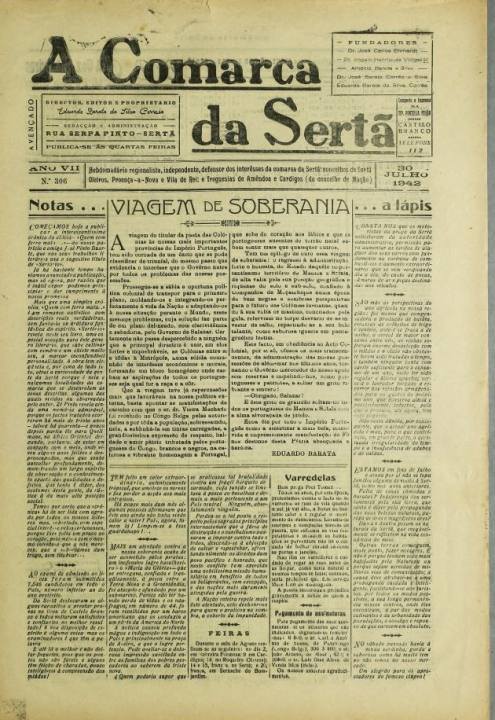 A Comarca Da Sertã Nº306 30 07 1942 P