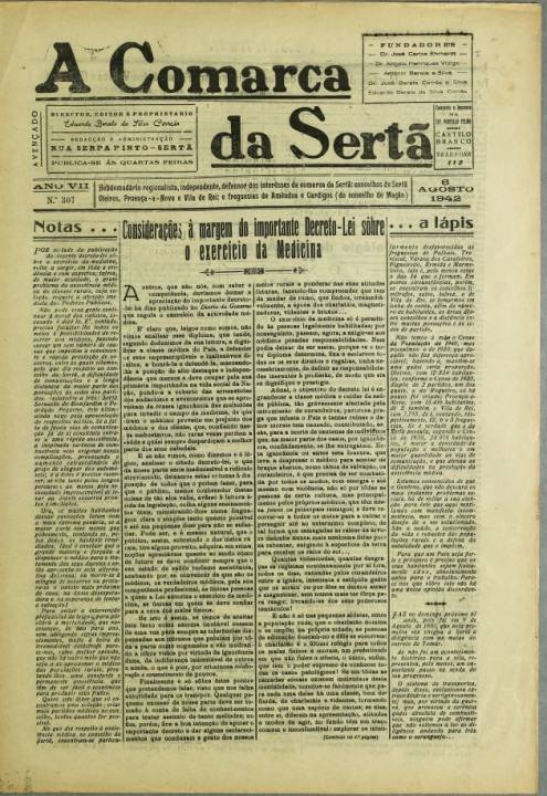 A Comarca Da Sertã Nº307 06 08 1942 P