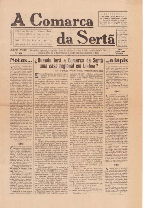 A Comarca Da Sertã Nº375 22 01 1944 P