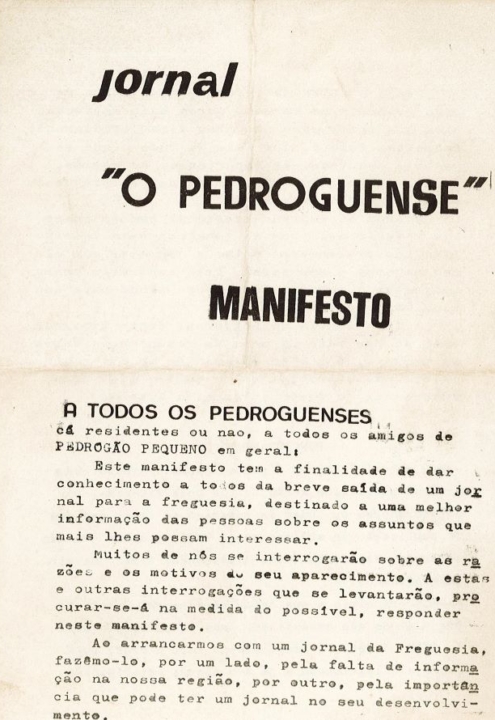 Jornal O Pedroguense Manifesto P