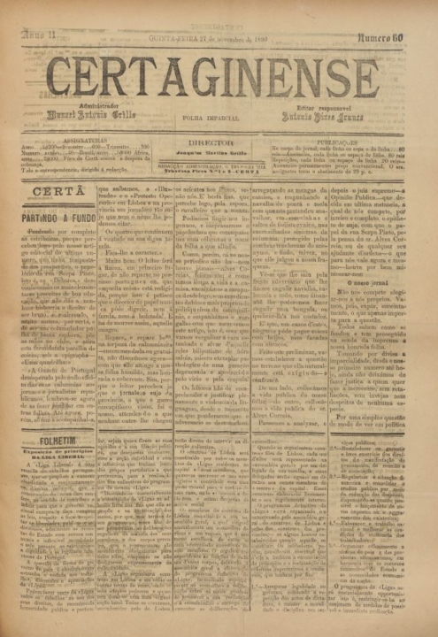 Certaginense Nº60 27 11 1890 P