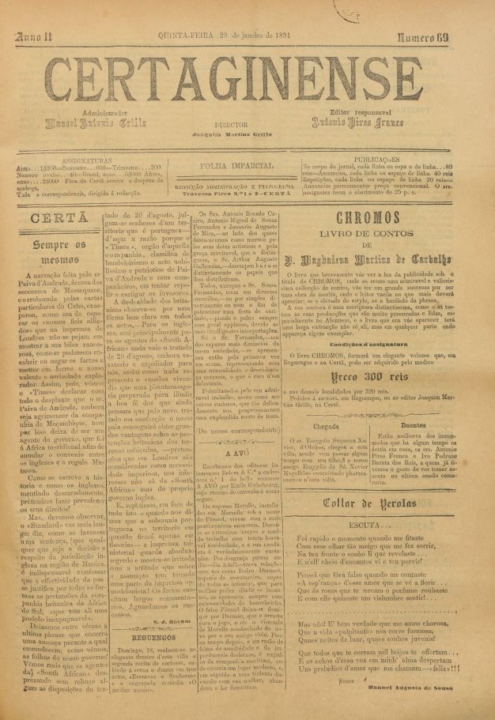Certaginense Nº69 29 01 1891 P