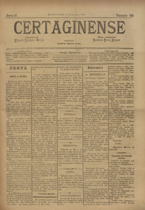 Certaginense Nº101 17 09 1891 P