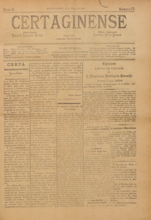 Certaginense Nº75 12 03 1891 P