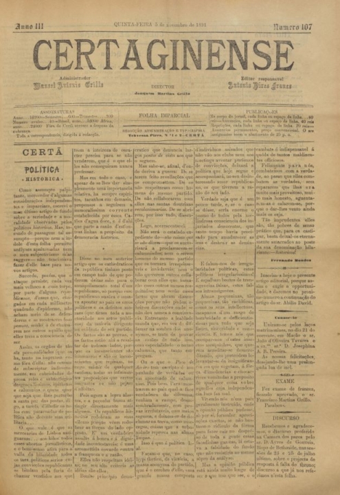Certaginense Nº107 05 11 1891 P