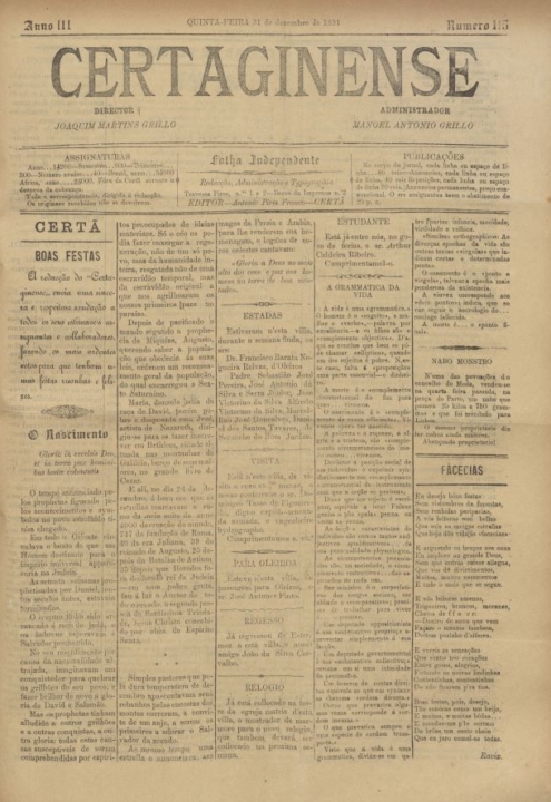 Certaginense Nº115 31 12 1891 P