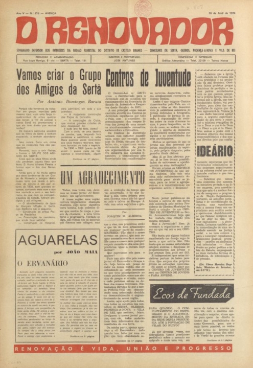 O Renovador Nº215 20 04 1974 P