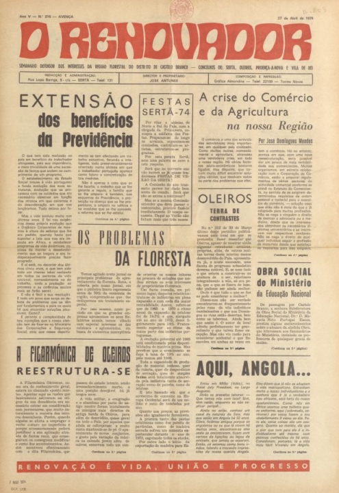 O Renovador Nº216 27 04 1974 P