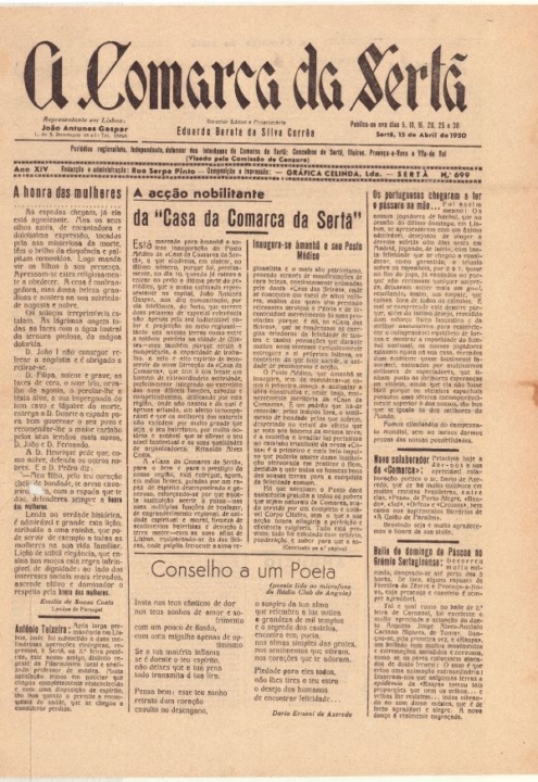 A Comarca Da Sertã Nº699 15 04 1950 P