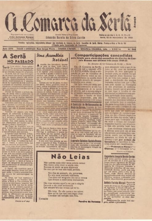 A Comarca Da Sertã Nº868 10 11 1952 P