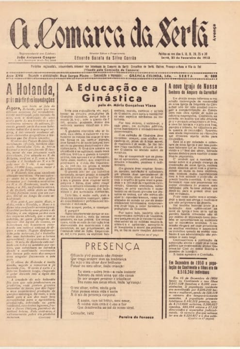 A Comarca Da Sertã Nº888 25 02 1953 P